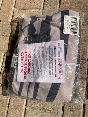 Dura-Tech 74” Interlock Mesh Zebra Combo Fly Sheet  Gray & Navy Stripe